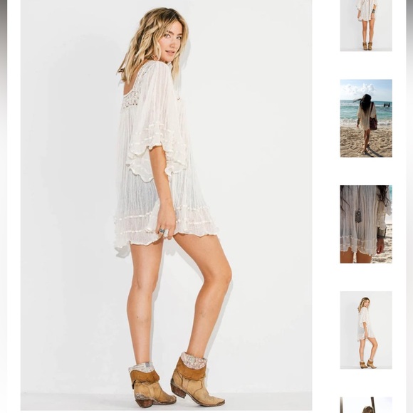 70’s Bohemian Sexy Angel Sleeves Mini Dress Tunic 100%Cotton Gauze Desert Babe - Picture 9 of 16